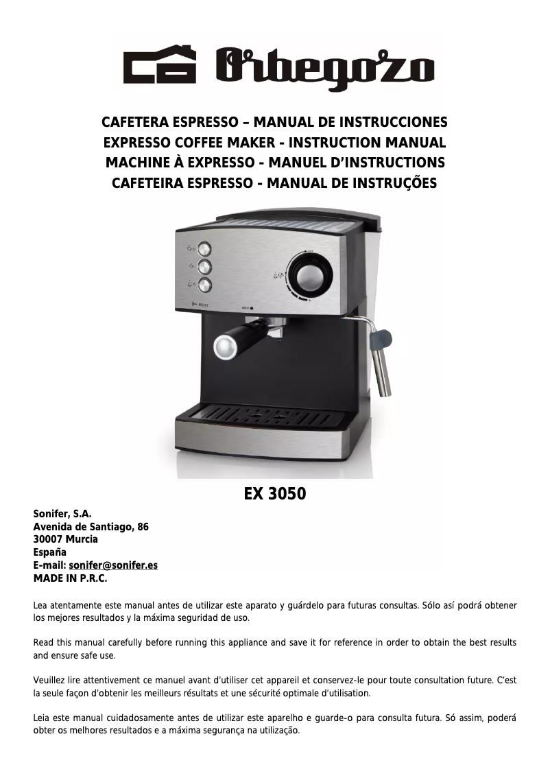 Page 1 de la notice Manuel utilisateur Orbegozo EX 3050