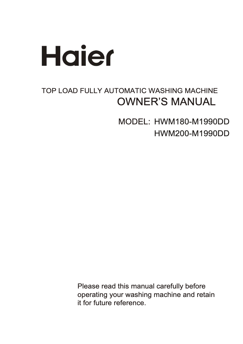 Página 1 del manual Manual de usuario Haier HWM90-B1678