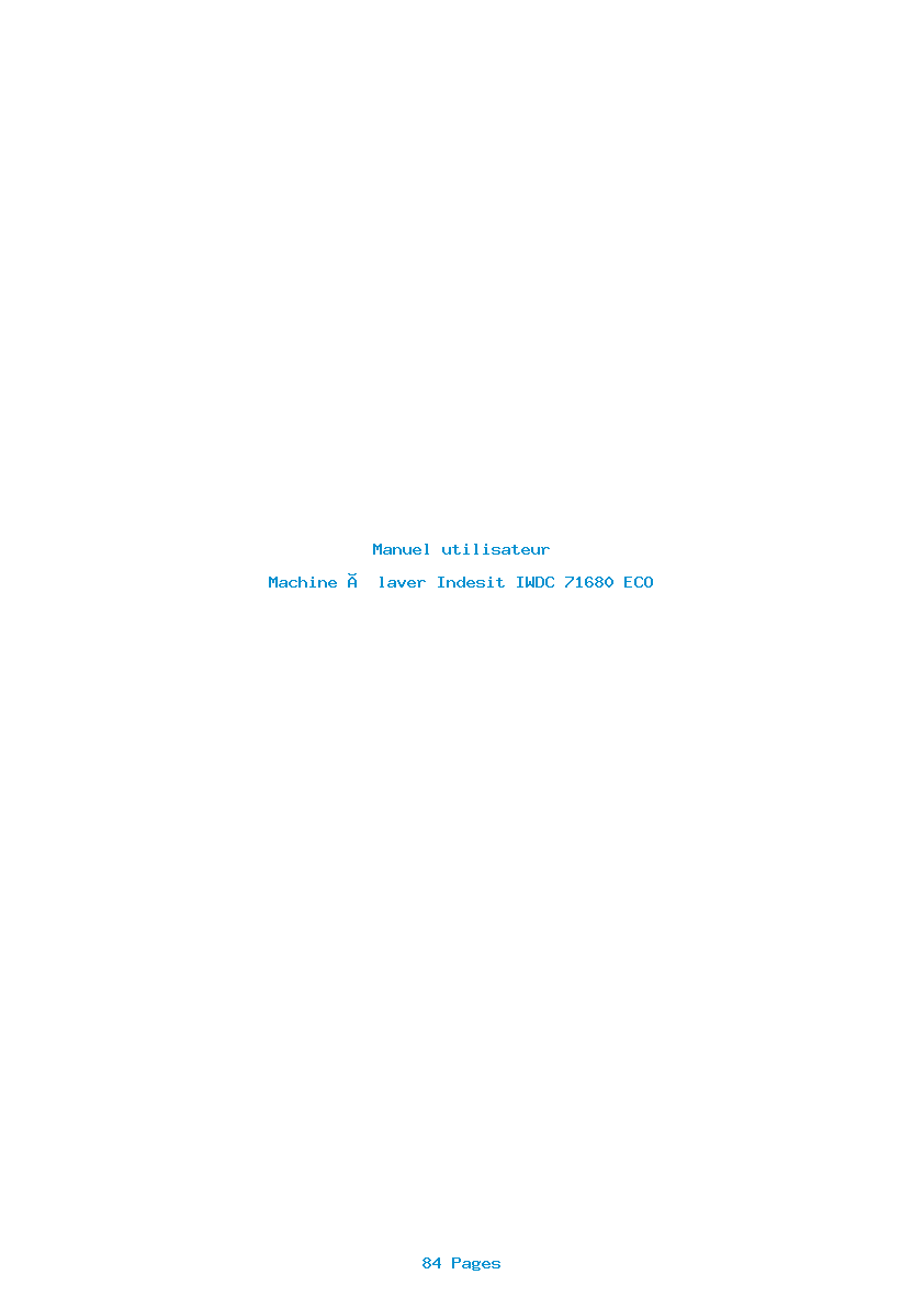 Page 1 de la notice Manuel utilisateur Indesit IWDC 71680 ECO
