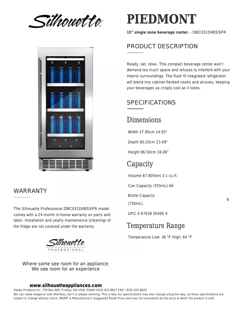 Page 1 de la notice Manuel utilisateur Danby DBC031D4BSSPR