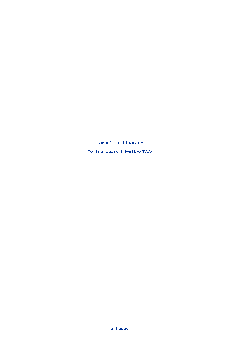 Page 1 de la notice Manuel utilisateur Casio AW-81D-7AVES