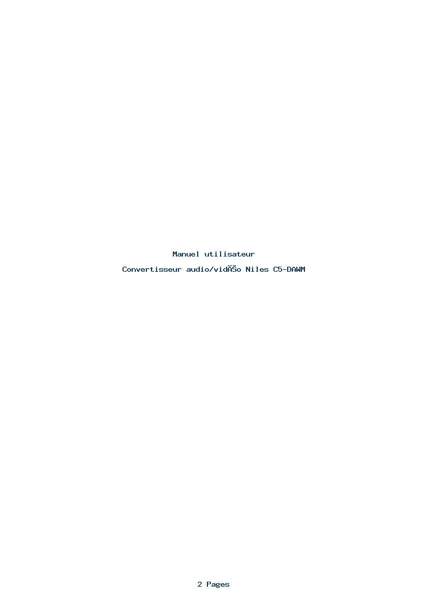 Page 1 de la notice Manuel utilisateur Niles C5-DAWM