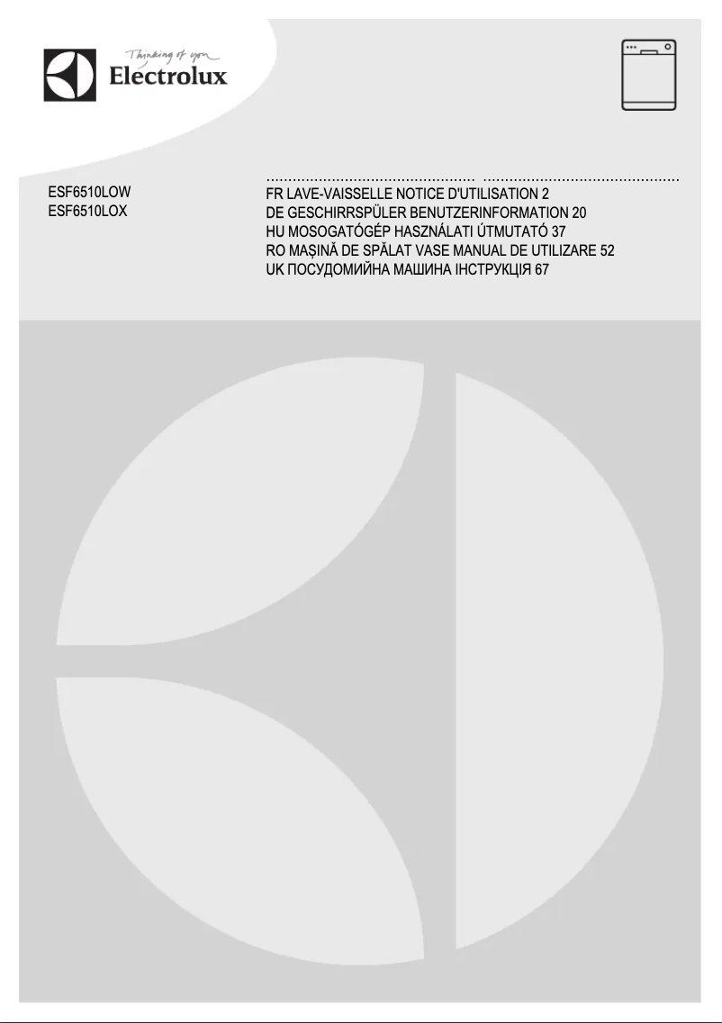 Page 1 de la notice Manuel utilisateur Electrolux ESF6510LOX