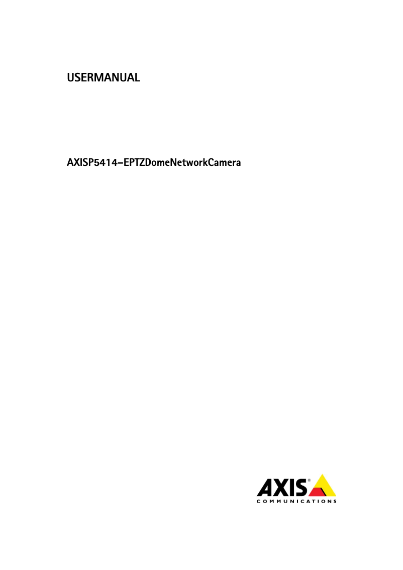 Page 1 de la notice Manuel utilisateur Axis P5414-E