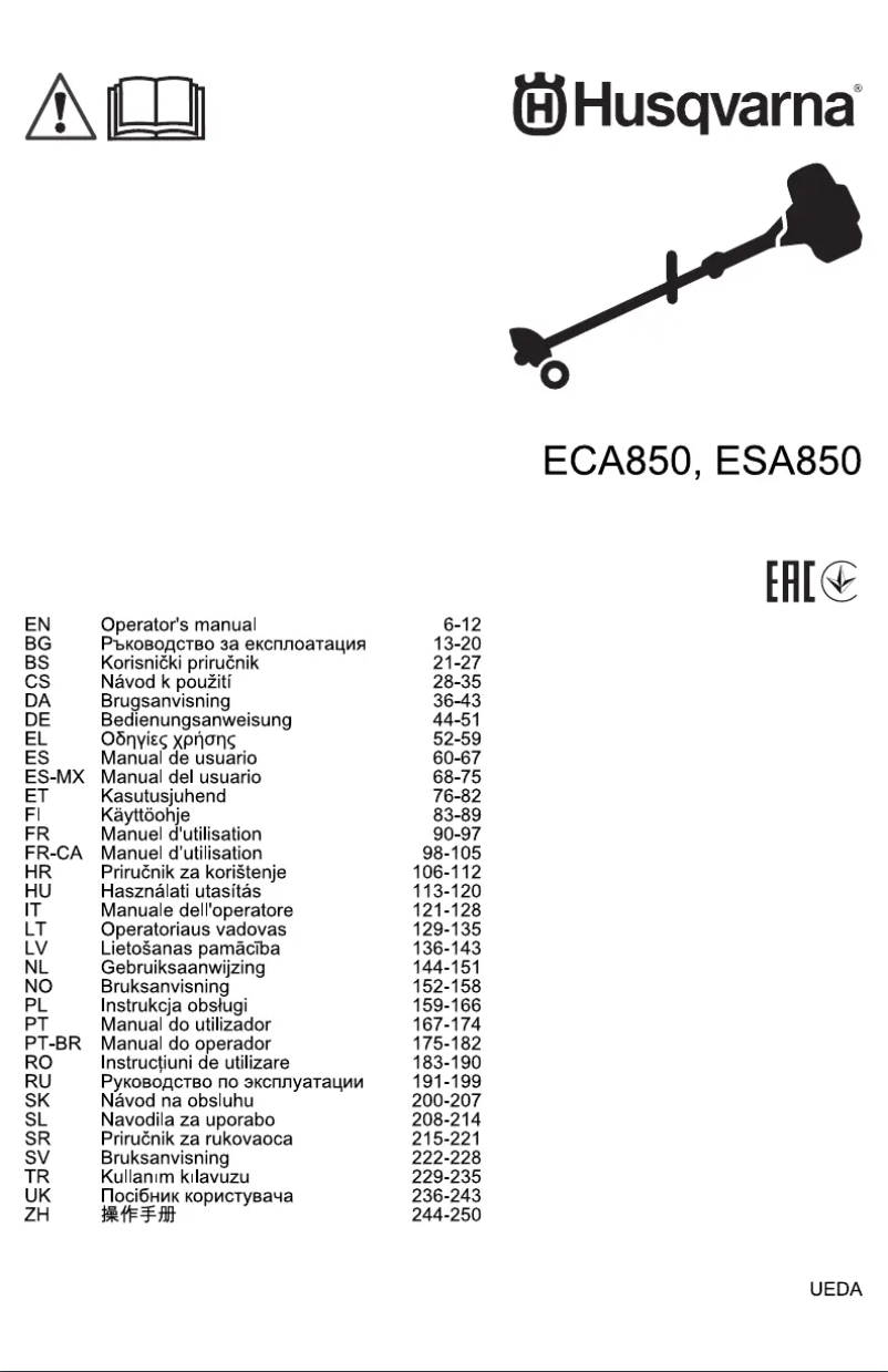 Page 1 de la notice Manuel utilisateur Husqvarna ECA850