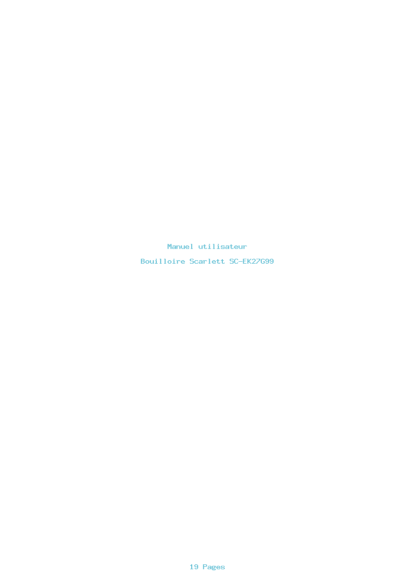 Page 1 de la notice Manuel utilisateur Scarlett SC-EK27G99