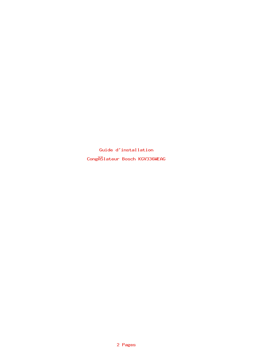 Page 1 de la notice Guide d'installation Bosch KGV336WEAG