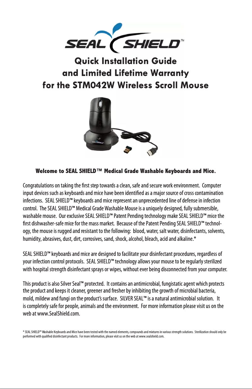 Page 1 de la notice Manuel utilisateur Seal Shield STWM042