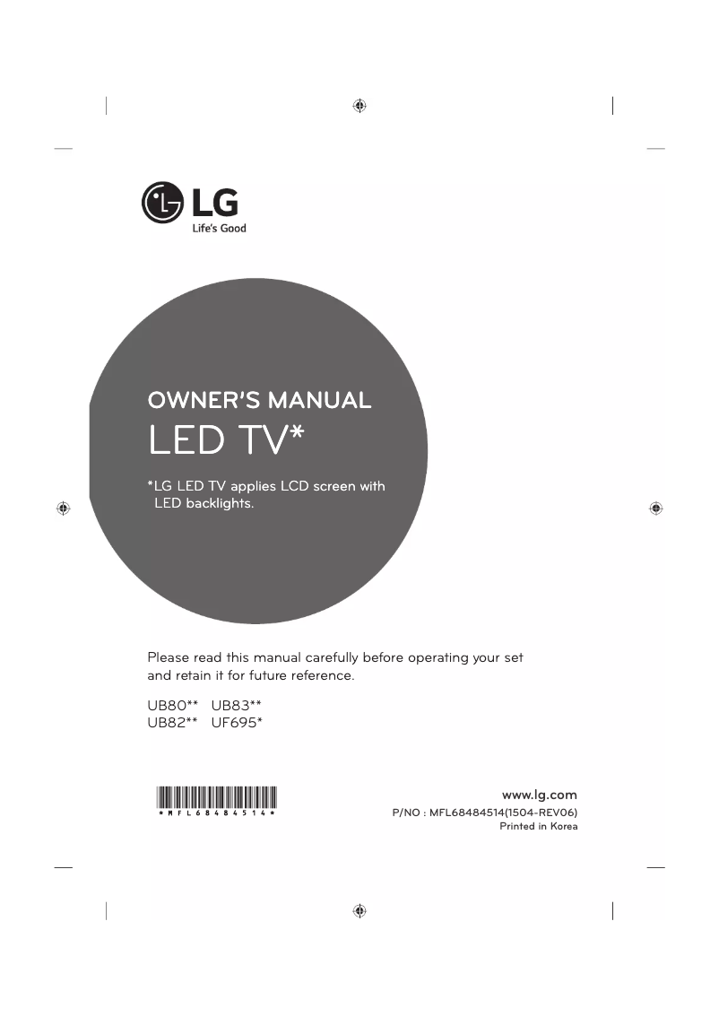 Page 1 de la notice Manuel utilisateur LG 55UF695V
