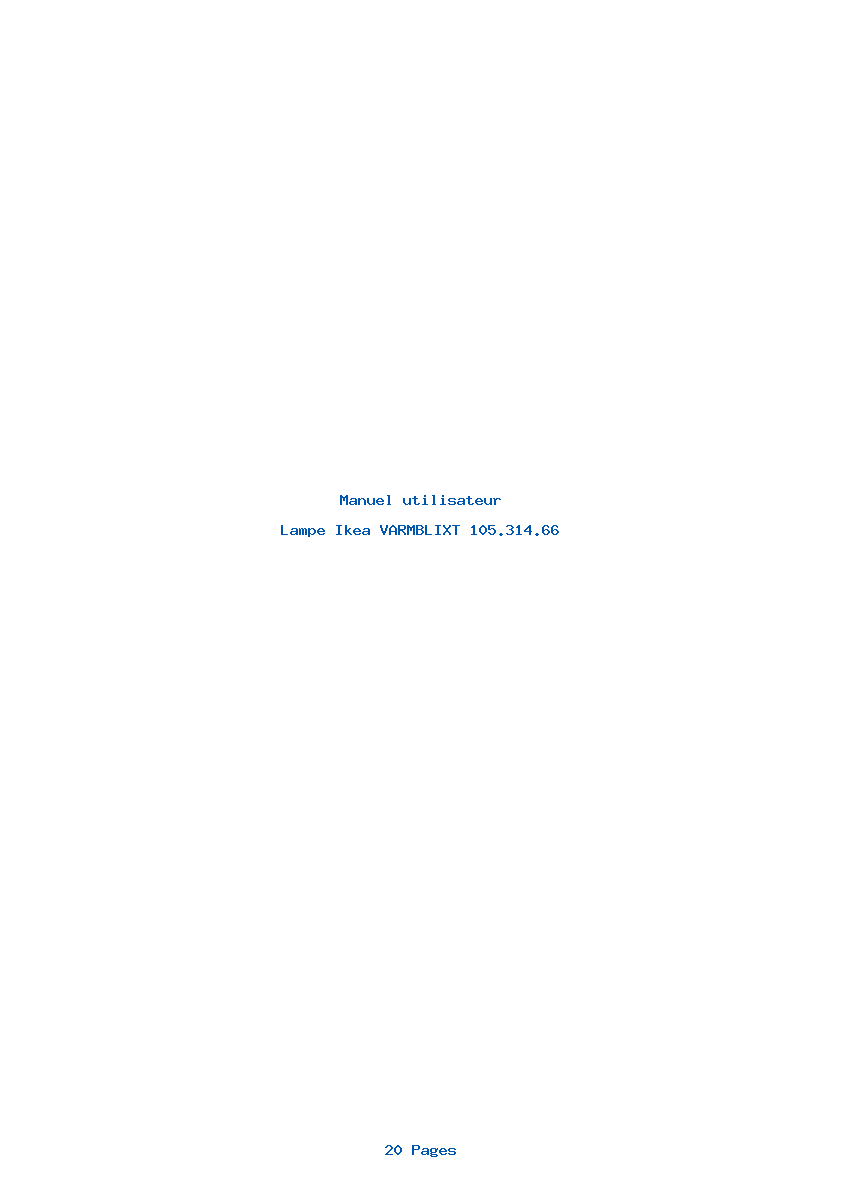 Page 1 de la notice Manuel utilisateur Ikea VARMBLIXT 105.314.66