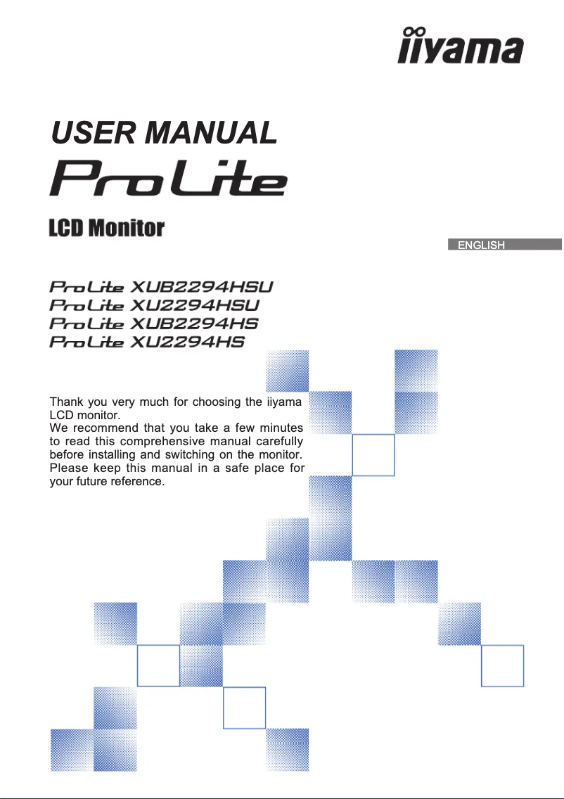 Page 1 de la notice Manuel utilisateur Iiyama ProLite XU2294HSU-B2