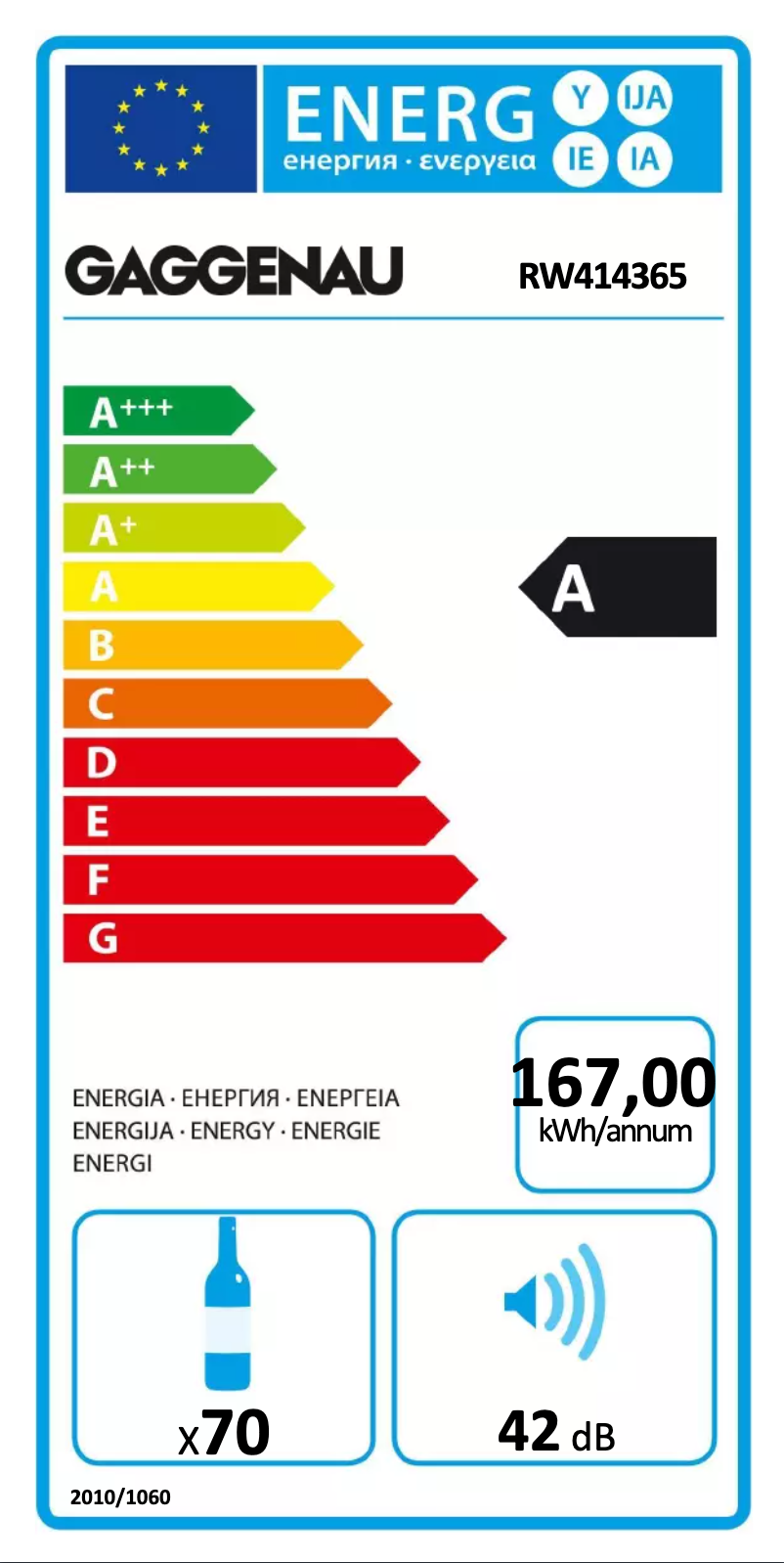 Página 1 del manual Etiqueta energética Gaggenau RW414365