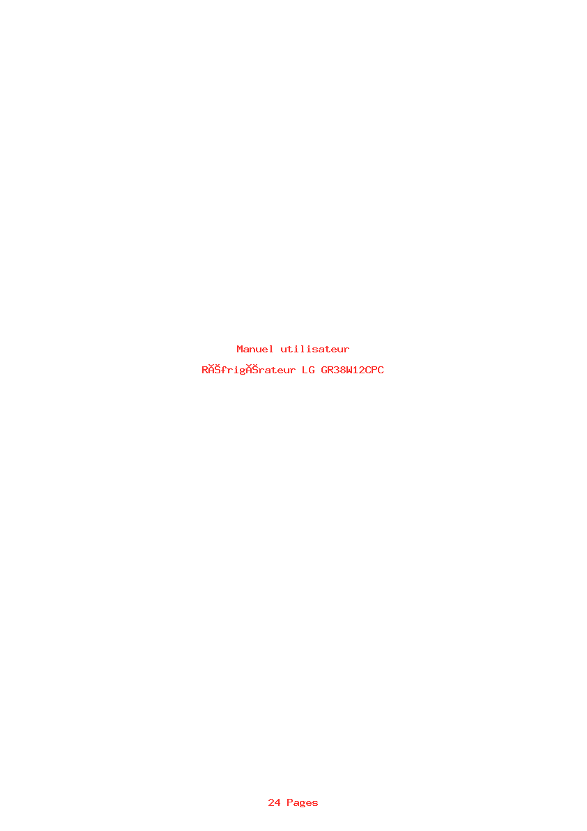 Page 1 de la notice Manuel utilisateur LG GR38W12CPC