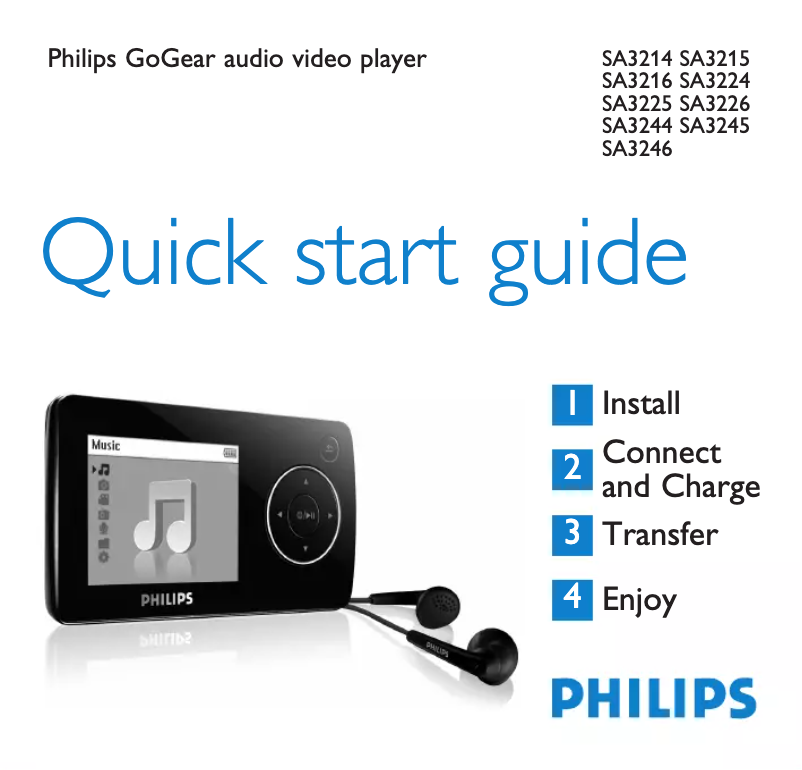 Page 1 of the manual Quick Start Guide Philips GoGear SA3285