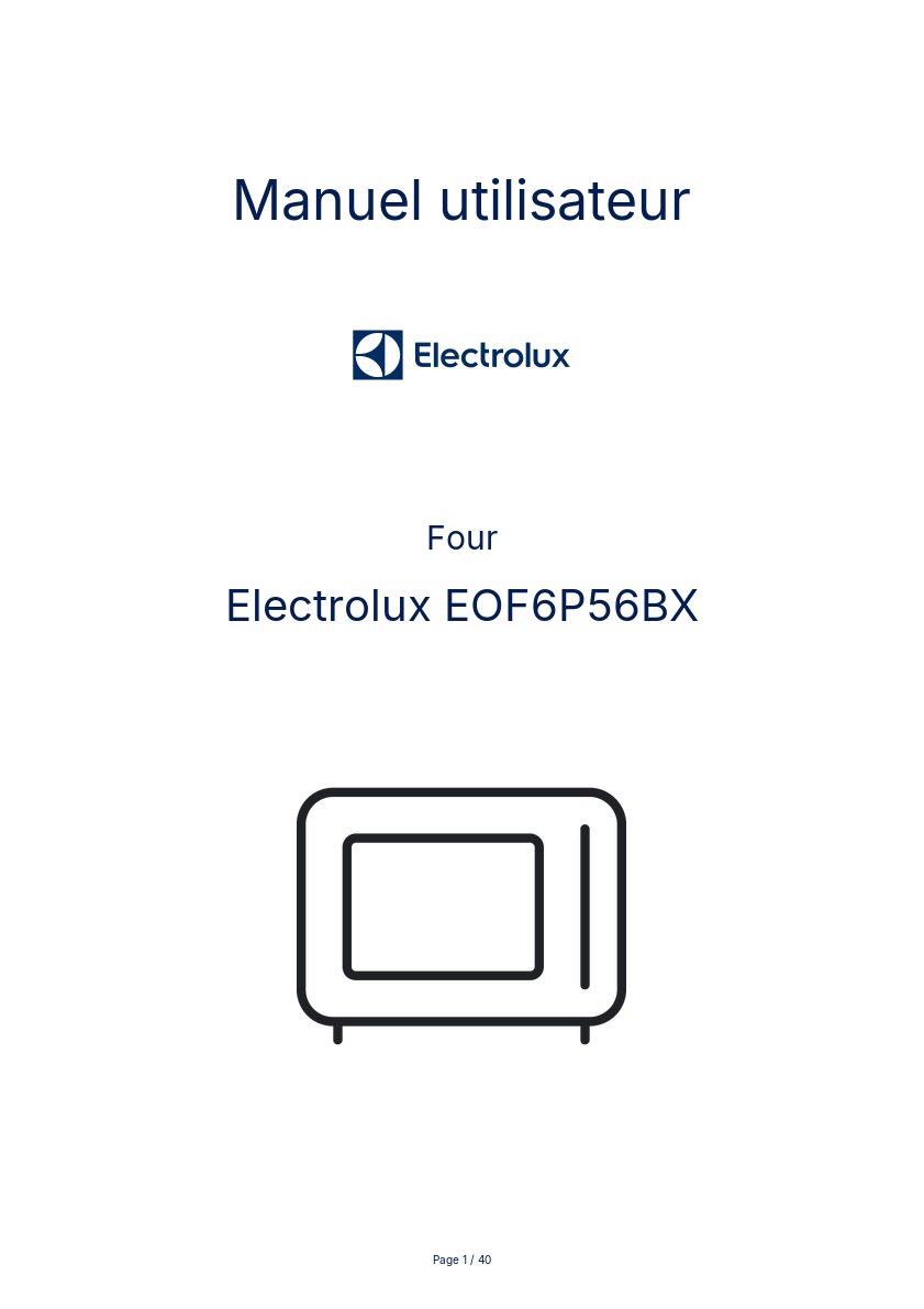 Page 1 de la notice Manuel utilisateur Electrolux EOF6P56BX