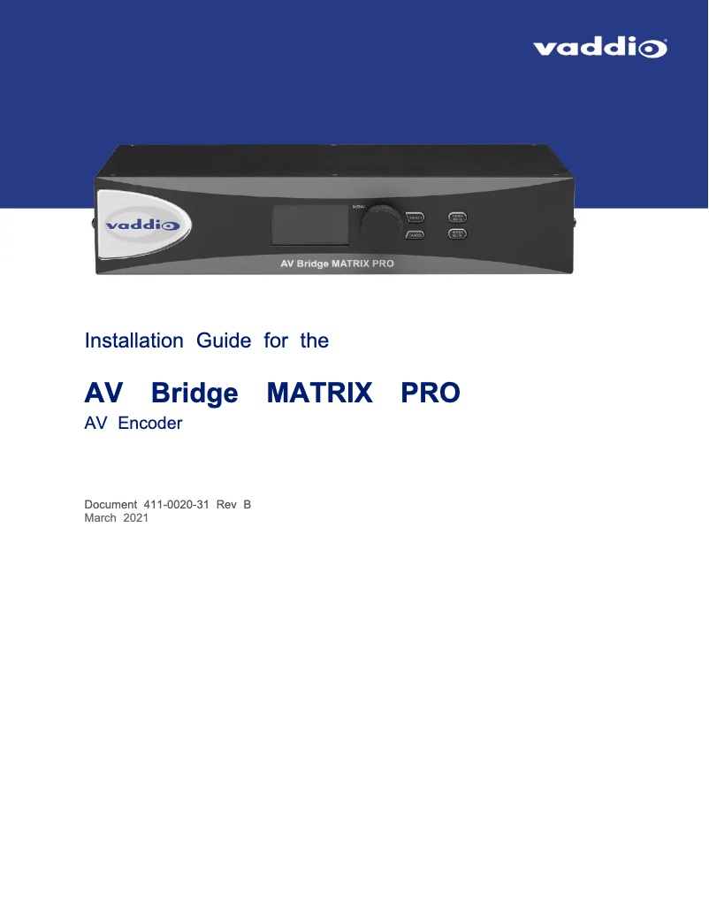 Página 1 del manual Manual de usuario Vaddio AV Bridge MATRIX PRO