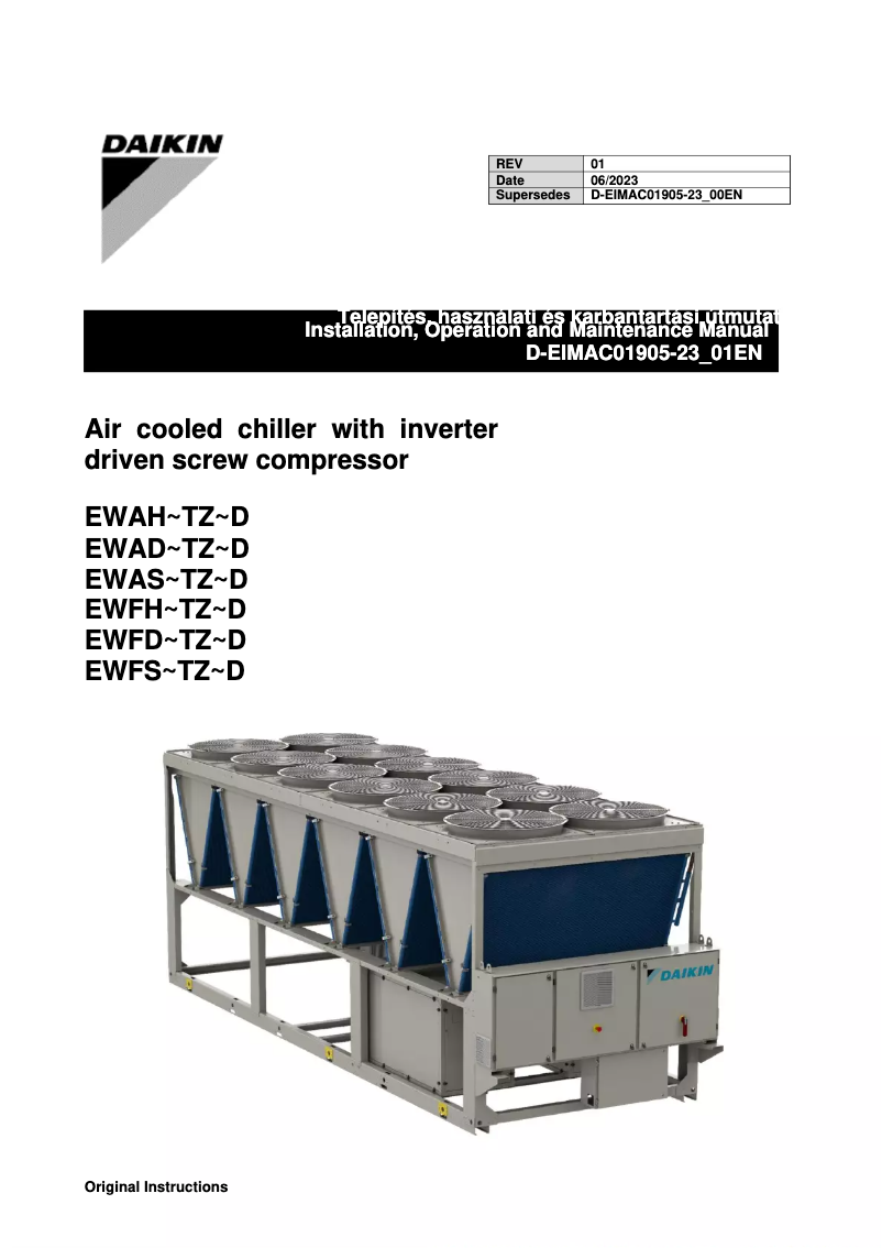 Página 1 del manual Guía de instalación Daikin EWAD415TZPS