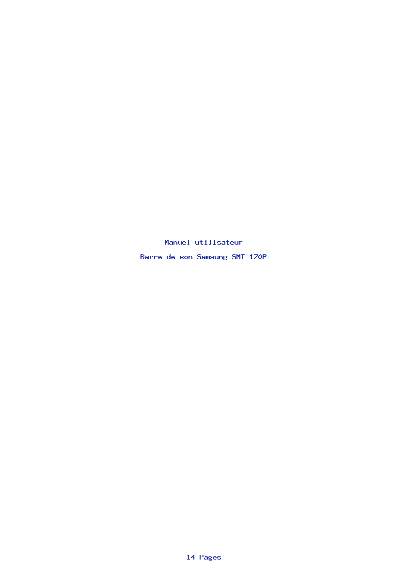 Page 1 de la notice Manuel utilisateur Samsung SMT-170P
