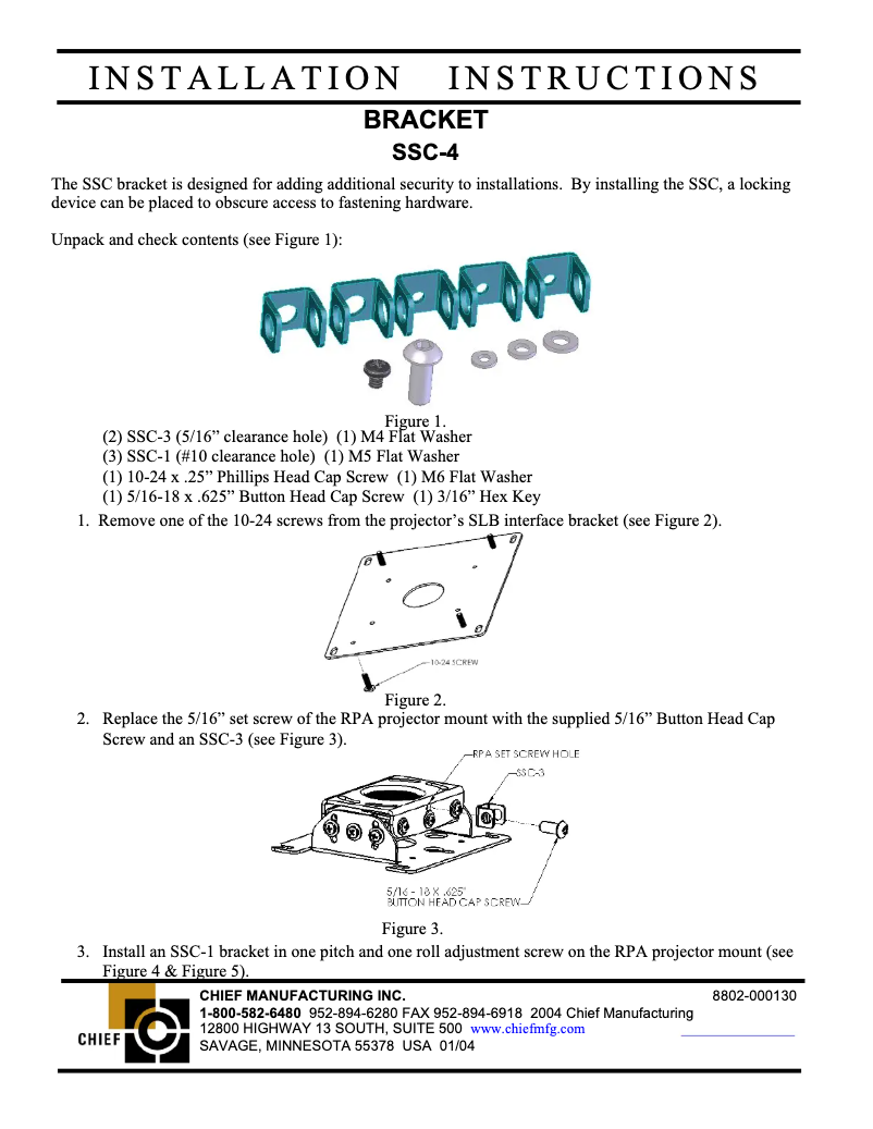 Page 1 de la notice Manuel utilisateur Chief SSC4
