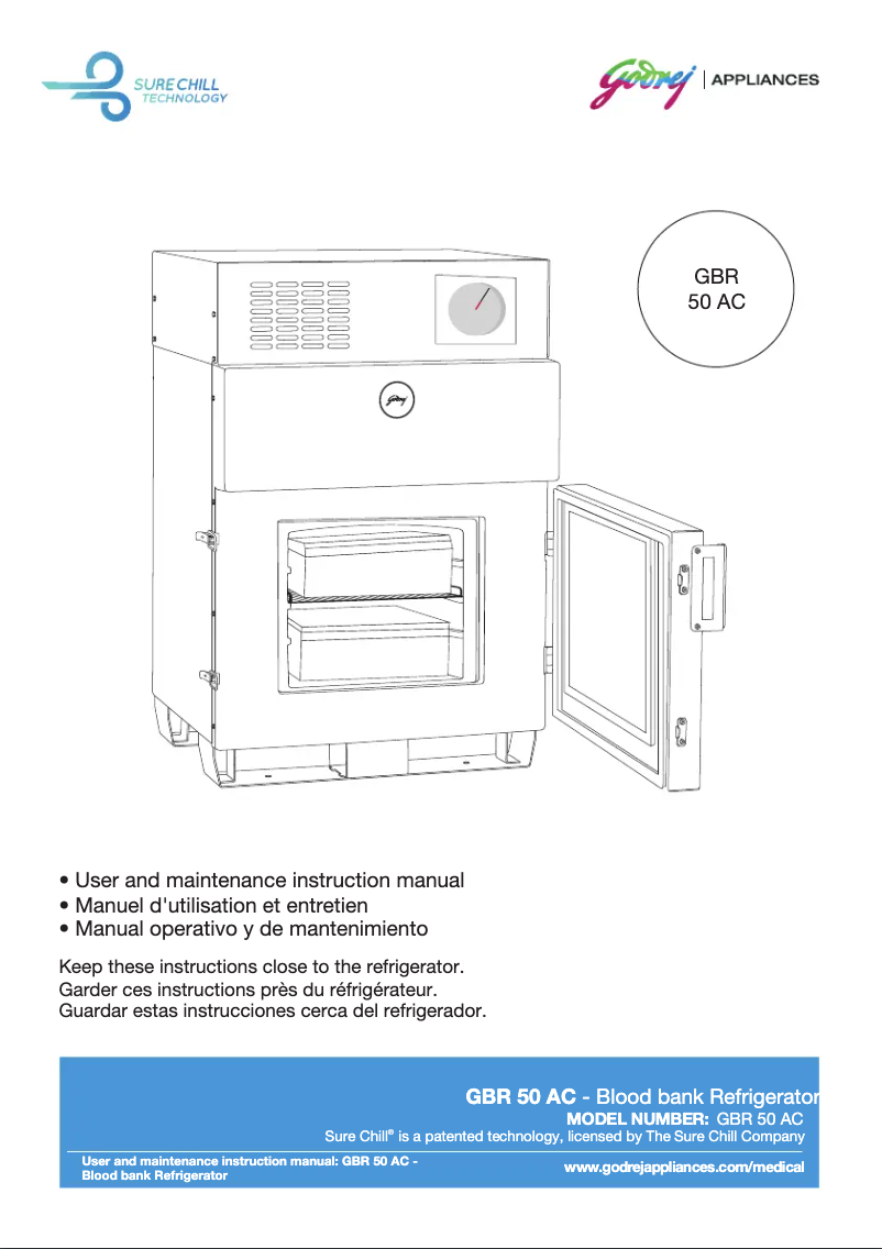 Page 1 de la notice Manuel utilisateur Godrej GBR 50 AC