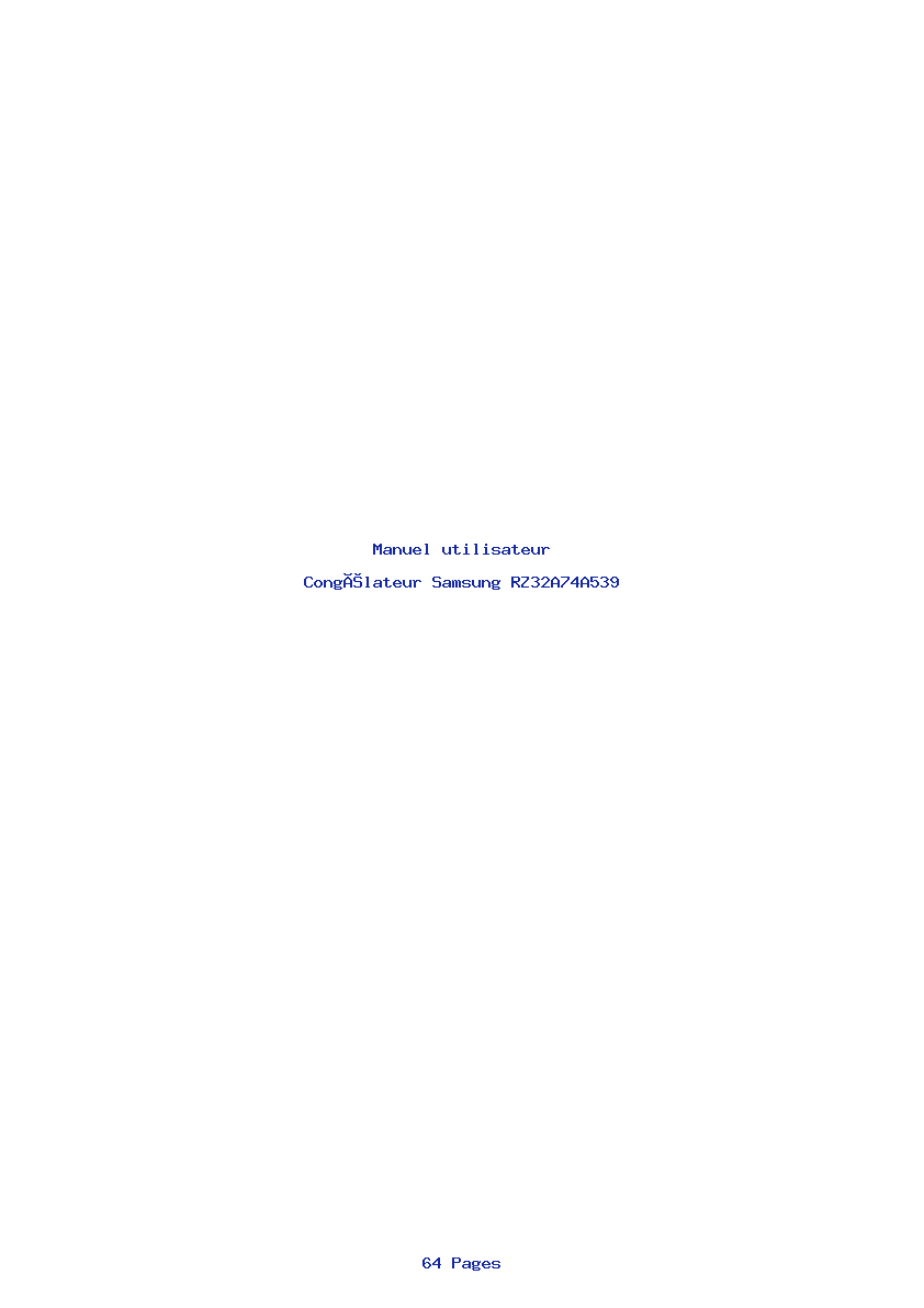 Page 1 de la notice Manuel utilisateur Samsung RZ32A74A539