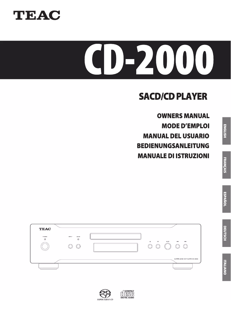 Page 1 de la notice Manuel utilisateur Teac CD-2000