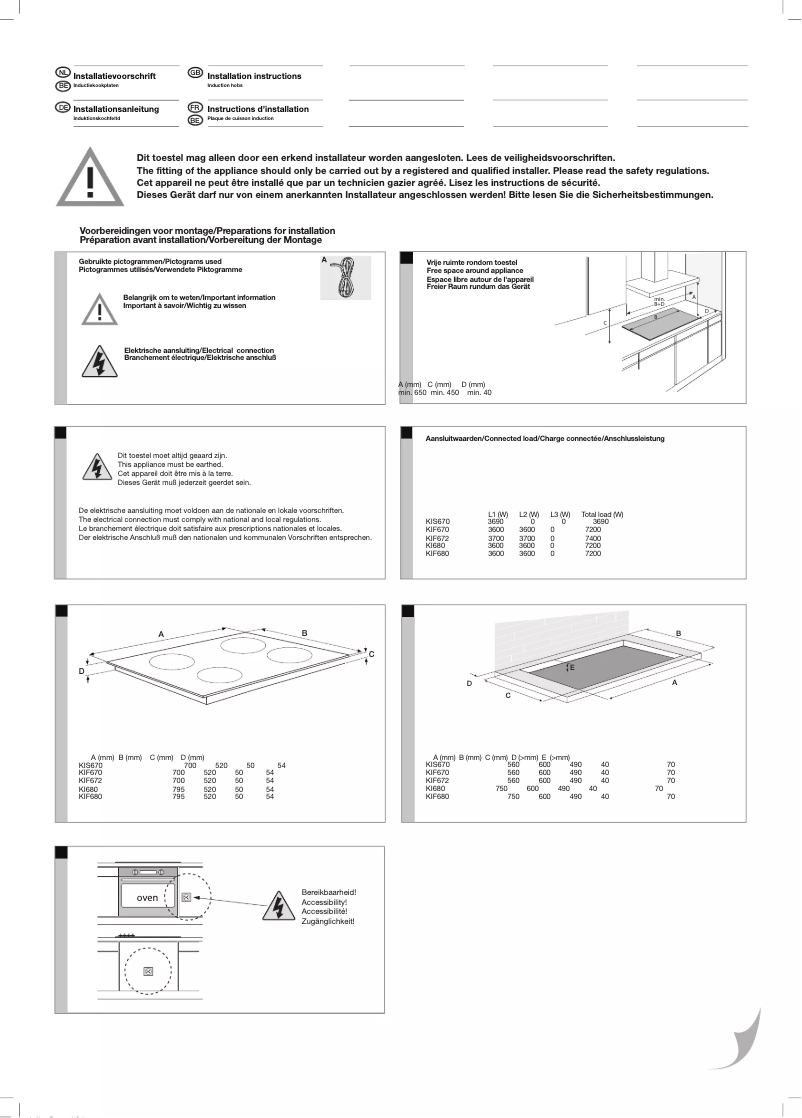 Page 1 de la notice Guide d'installation Etna KIF672ZT