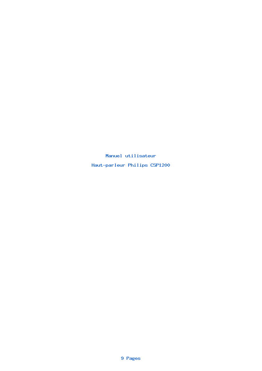 Page 1 de la notice Manuel utilisateur Philips CSP1200
