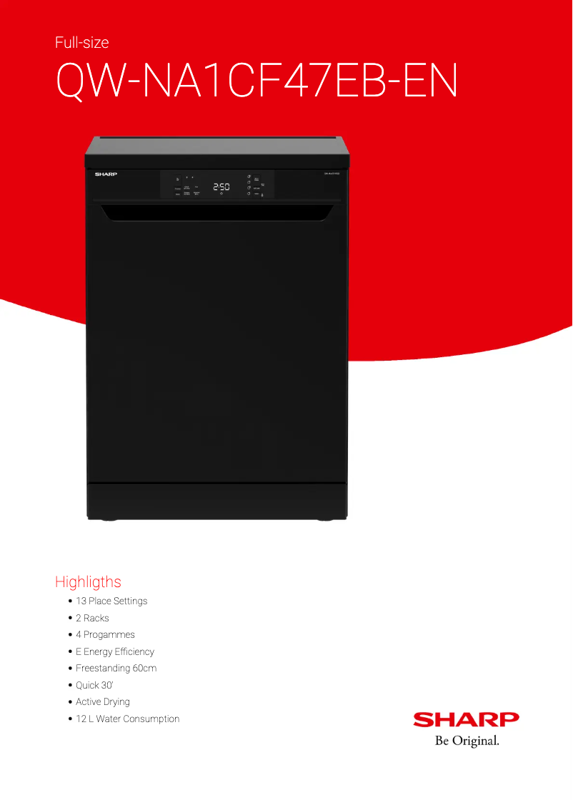 Page 1 de la notice Fiche technique Sharp QW-NA1CF47EB-EN