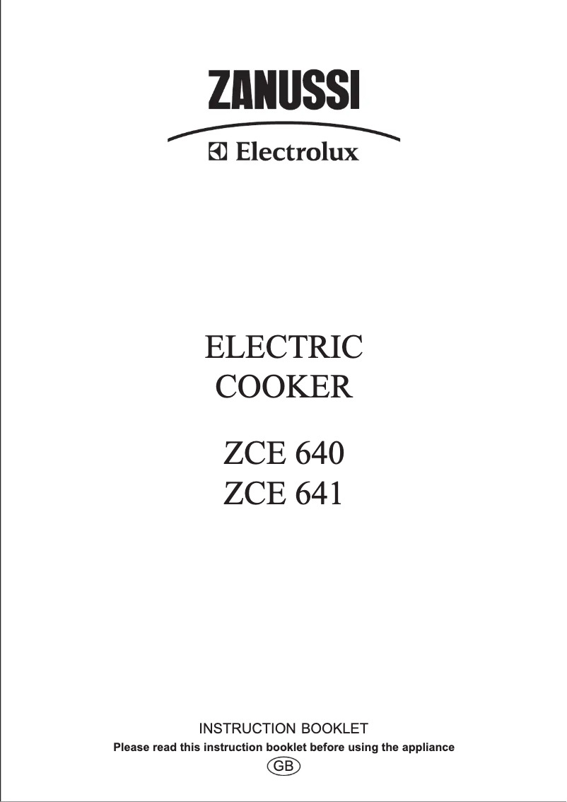 Page 1 of the manual User Manual Zanussi-Electrolux ZCE641X