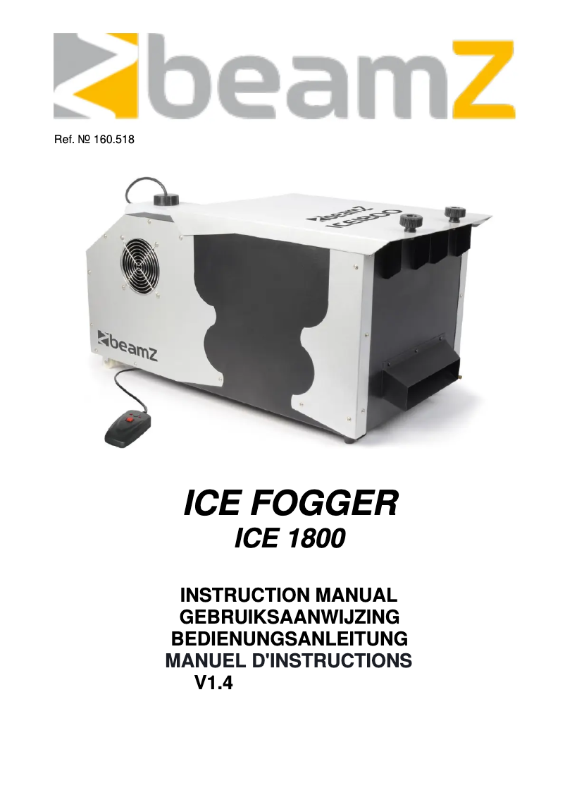 Page 1 de la notice Manuel utilisateur BeamZ ICE1800 160.518