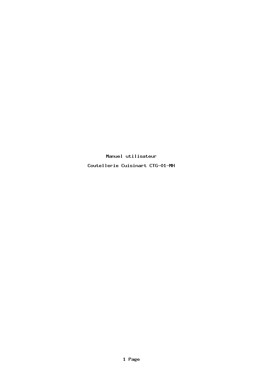 Page 1 de la notice Manuel utilisateur Cuisinart CTG-01-MH