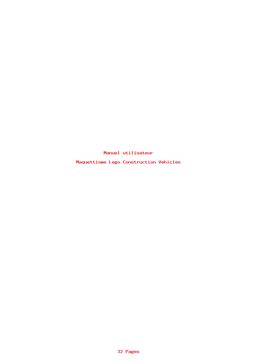 Page 1 de la notice Manuel utilisateur Lego Construction Vehicles