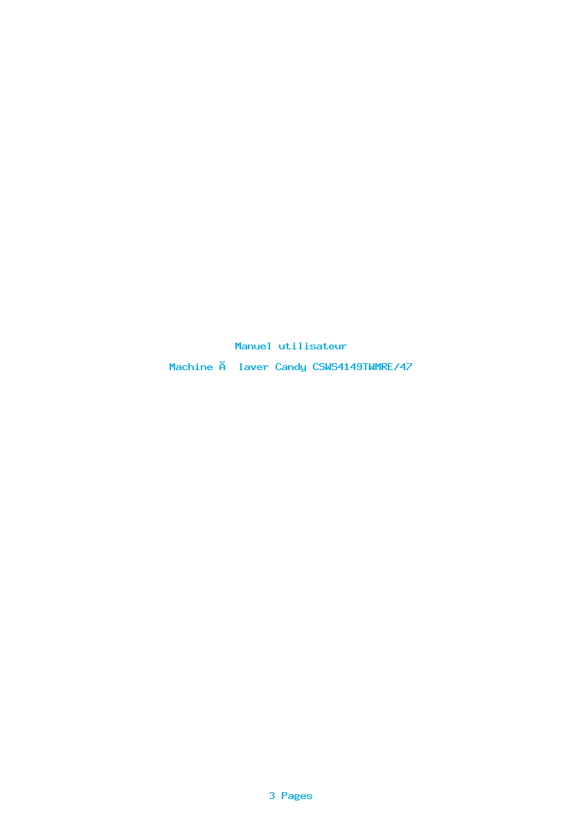 Page 1 de la notice Manuel utilisateur Candy CSWS4149TWMRE/47