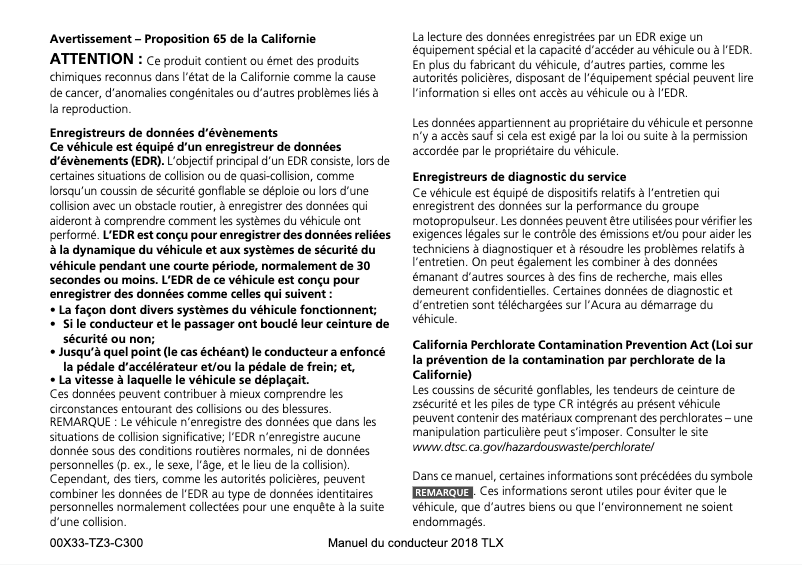 Page 1 of the manual User Manual Acura TLX (2018)