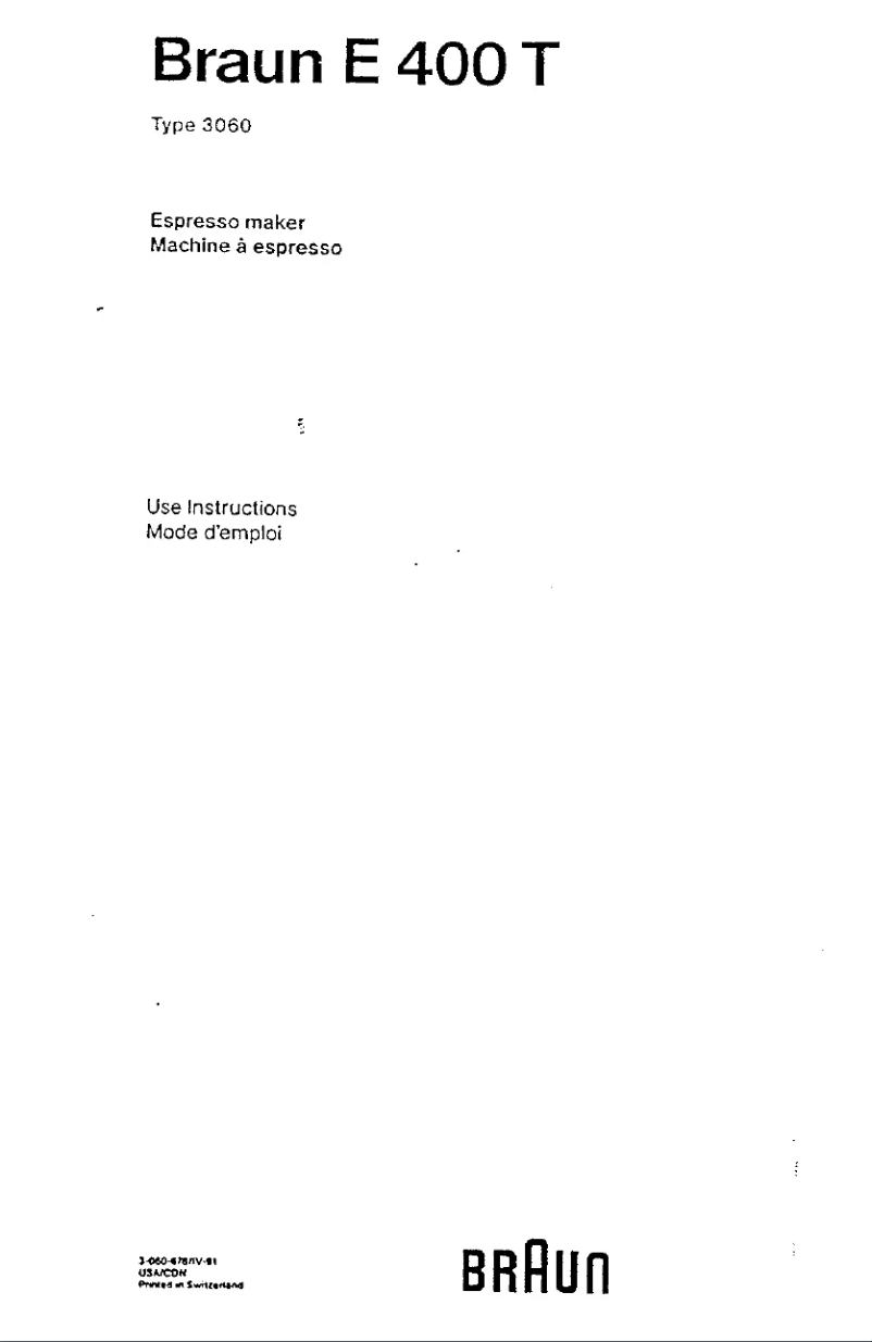 Page 1 de la notice Manuel utilisateur Braun E 400T