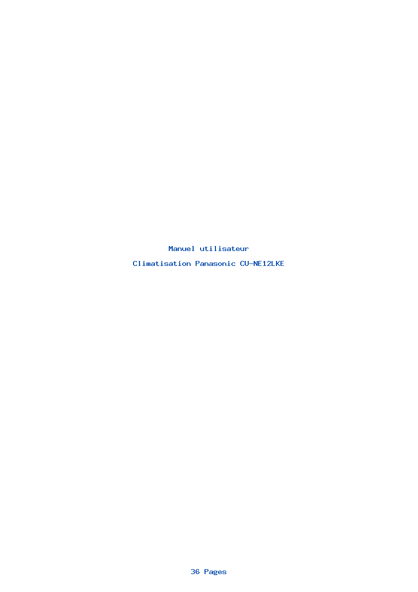 Page 1 de la notice Manuel utilisateur Panasonic CU-NE12LKE