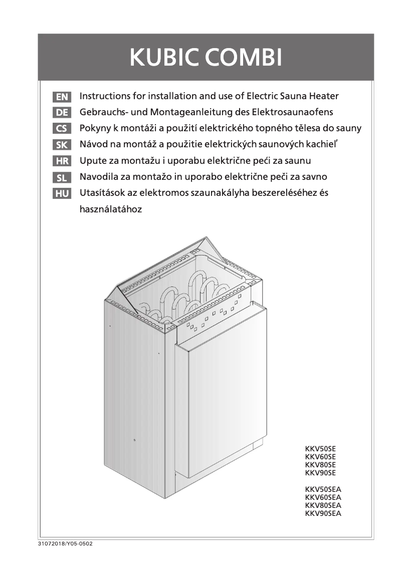 Page 1 de la notice Manuel utilisateur Harvia Kubic KV80SEA HKSC800400A