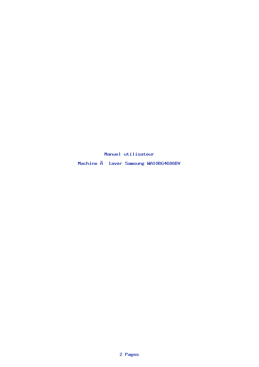 Page 1 de la notice Manuel utilisateur Samsung WA10BG4686BV