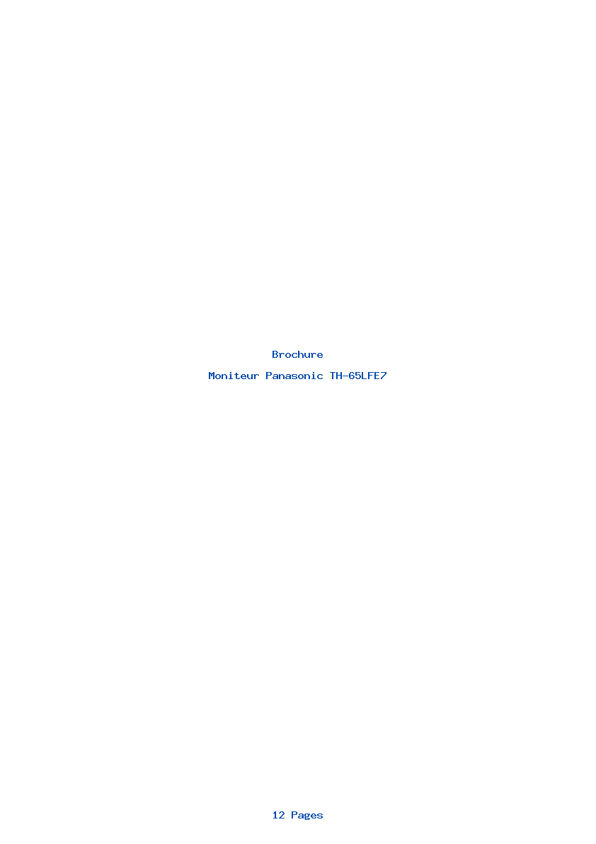 Page 1 de la notice Brochure Panasonic TH-65LFE7