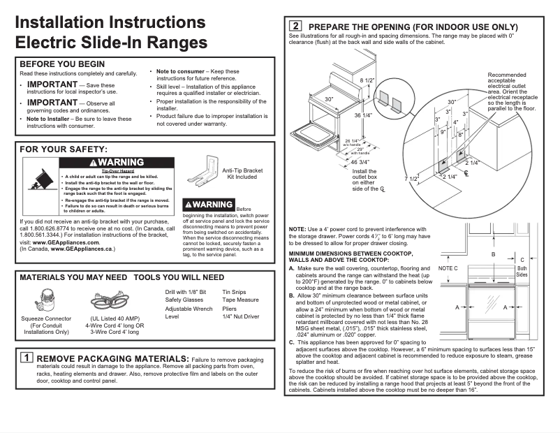 Page 1 de la notice Fiche technique GE JBS360DMBB