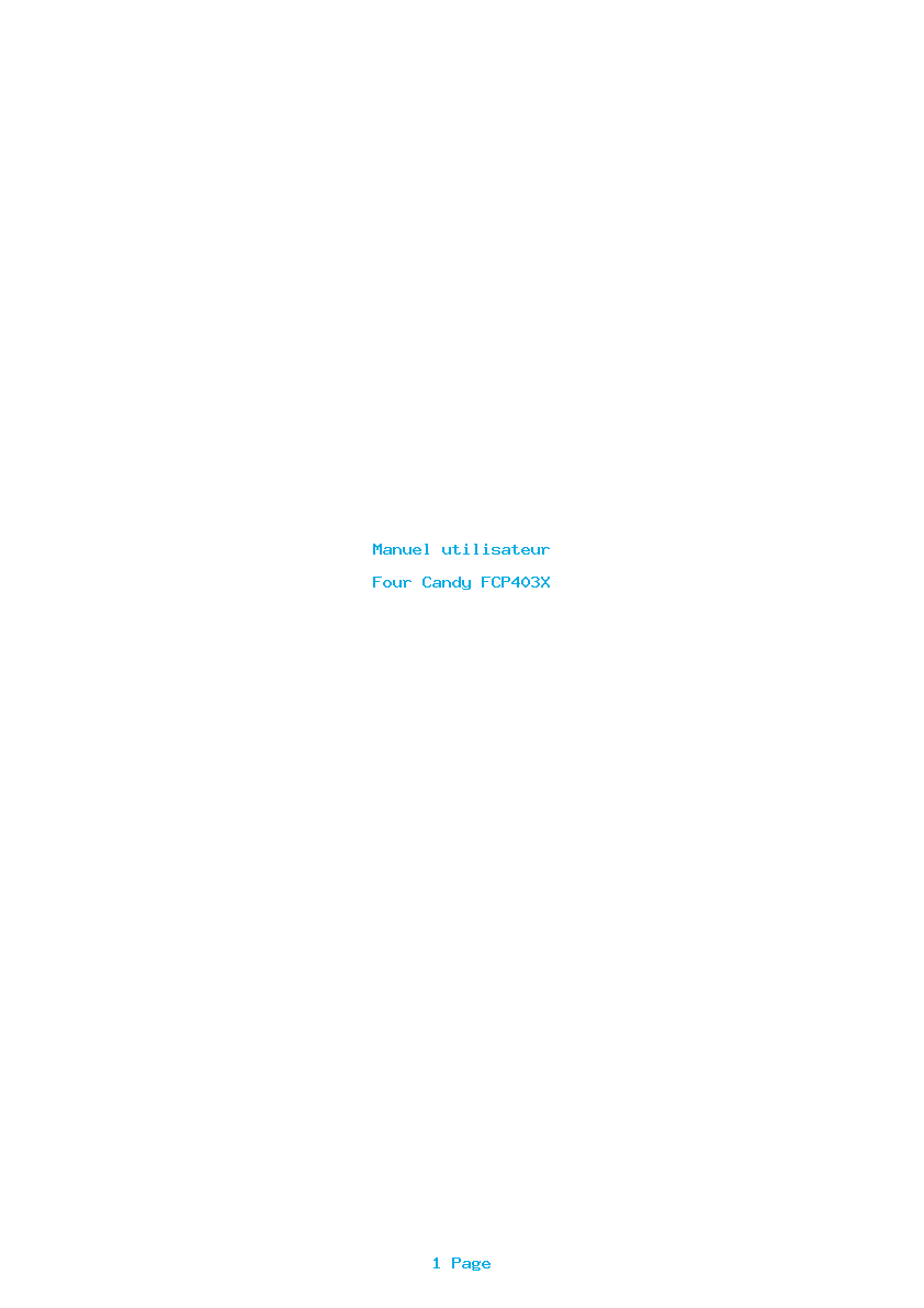 Page 1 de la notice Manuel utilisateur Candy FCP403X