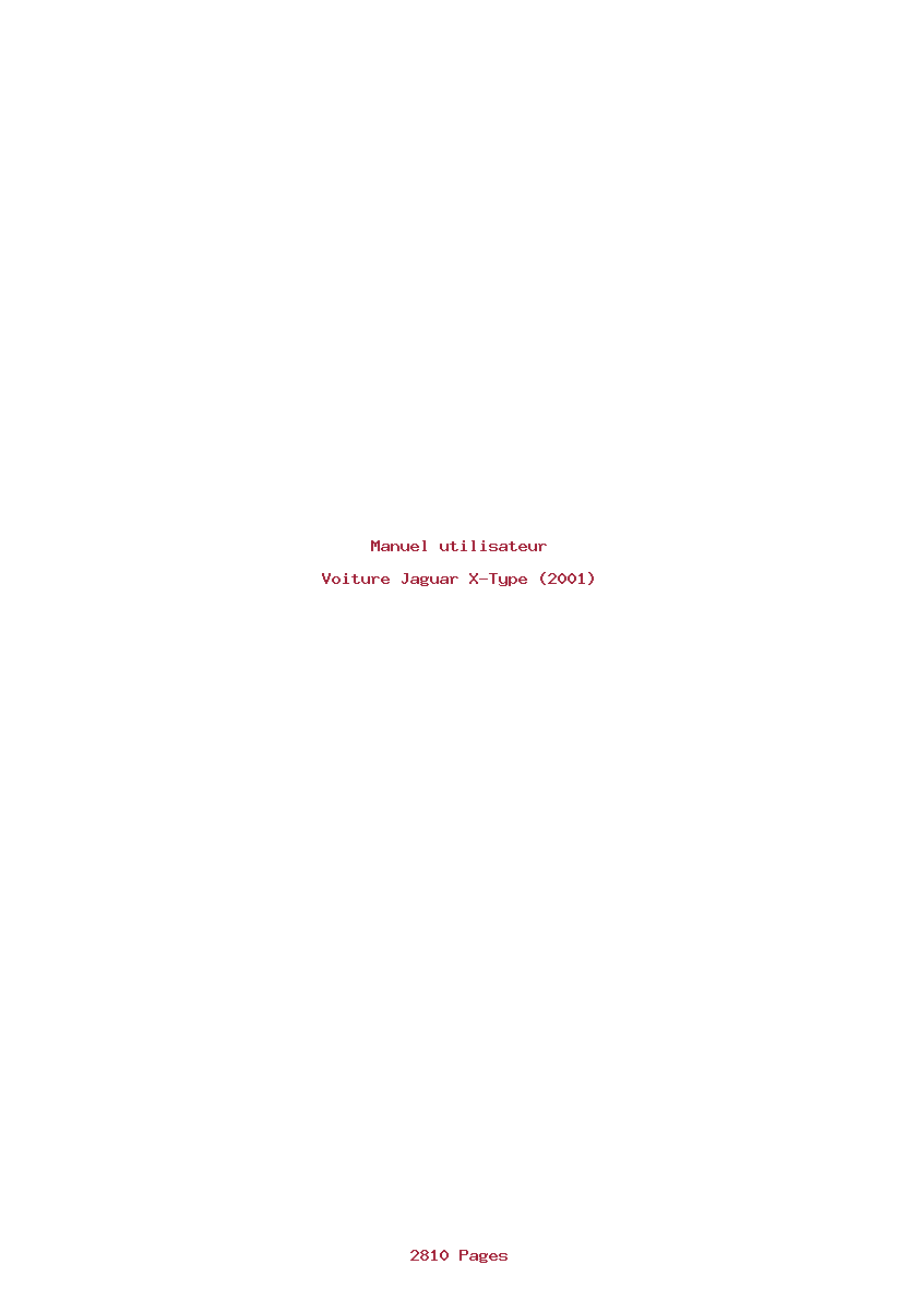 Image de la première page du manuel de l'appareil X-Type (2001)