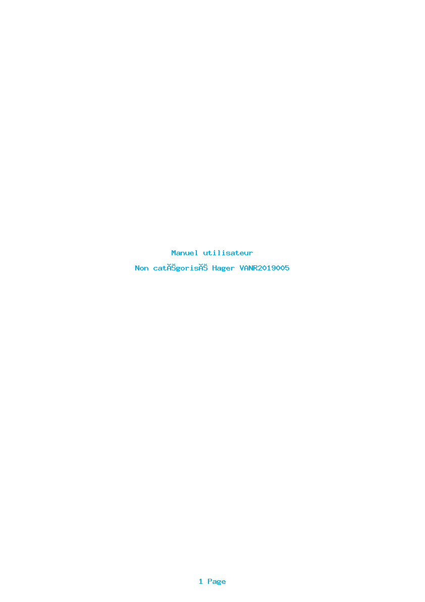Page 1 de la notice Manuel utilisateur Hager VANR2019005