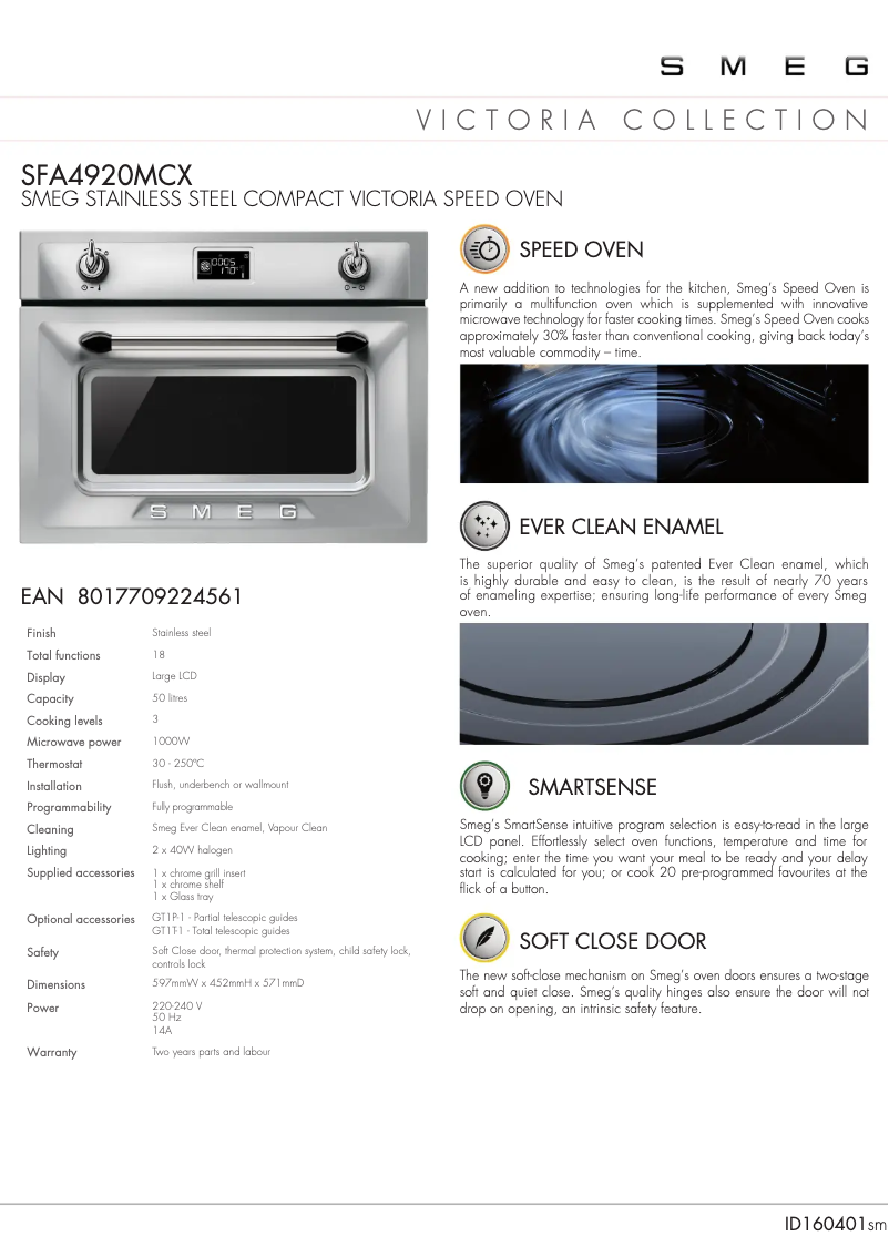 Página 1 del manual Ficha técnica Smeg SFA4920MCX