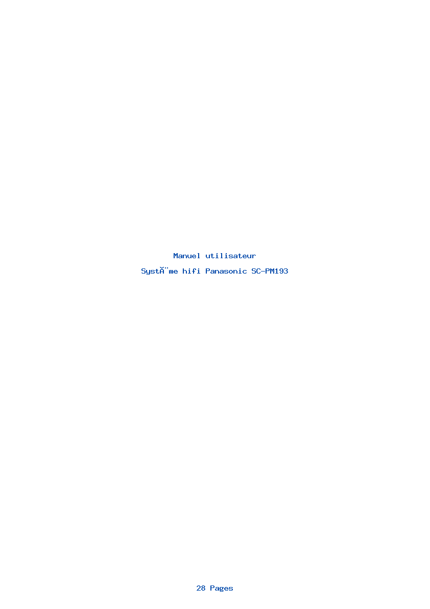 Page 1 de la notice Manuel utilisateur Panasonic SC-PM193