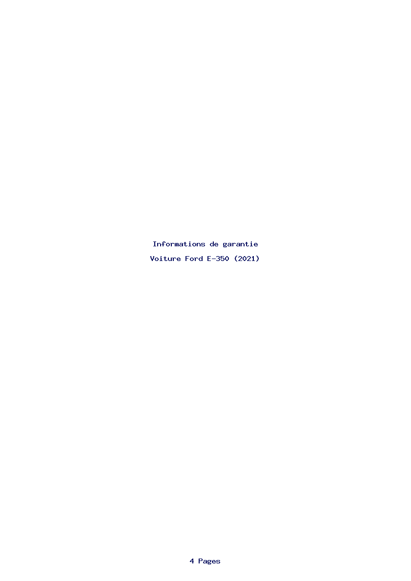 Page 1 de la notice Informations de garantie Ford E-350 (2021)