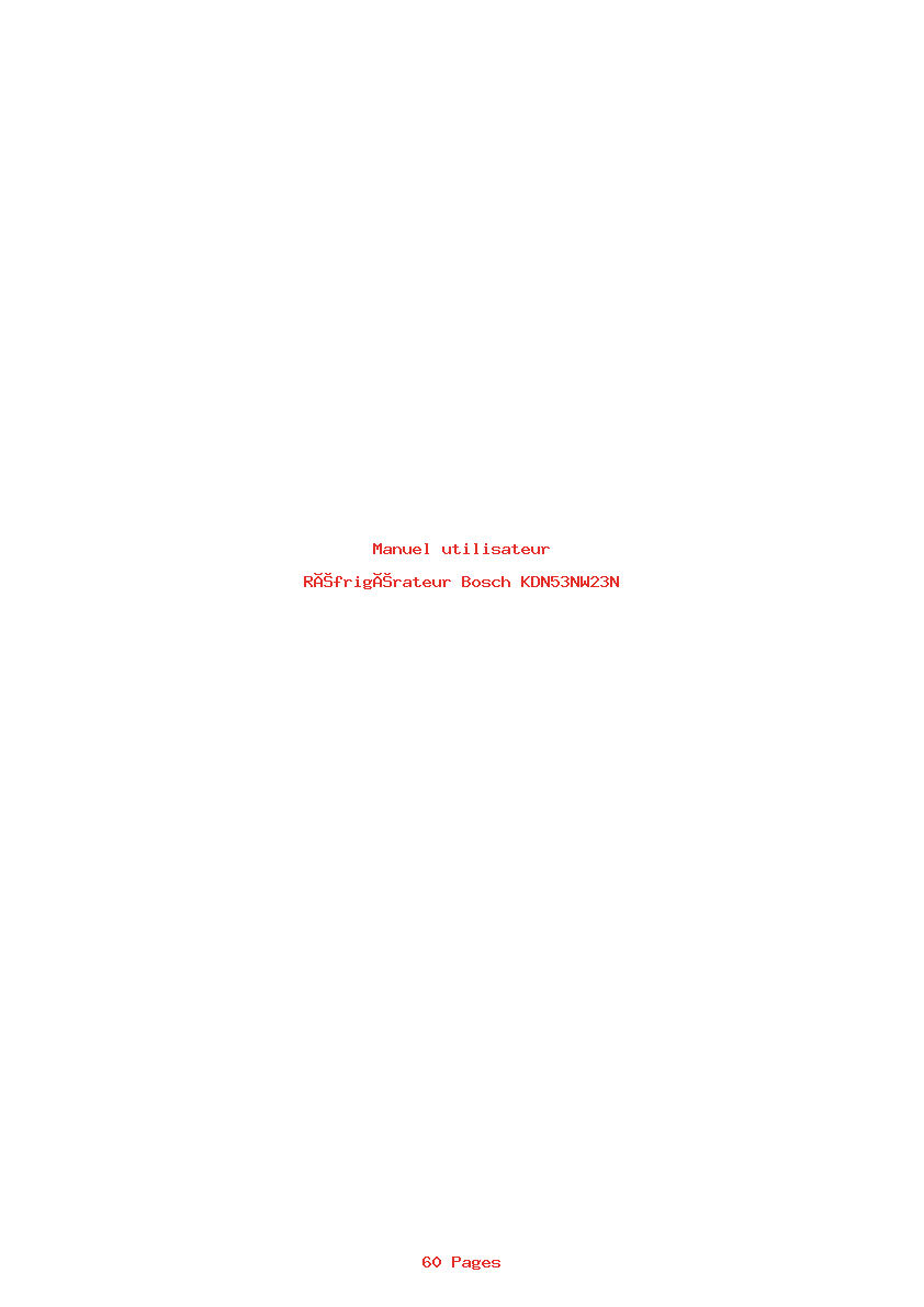 Page 1 de la notice Manuel utilisateur Bosch KDN53NW23N