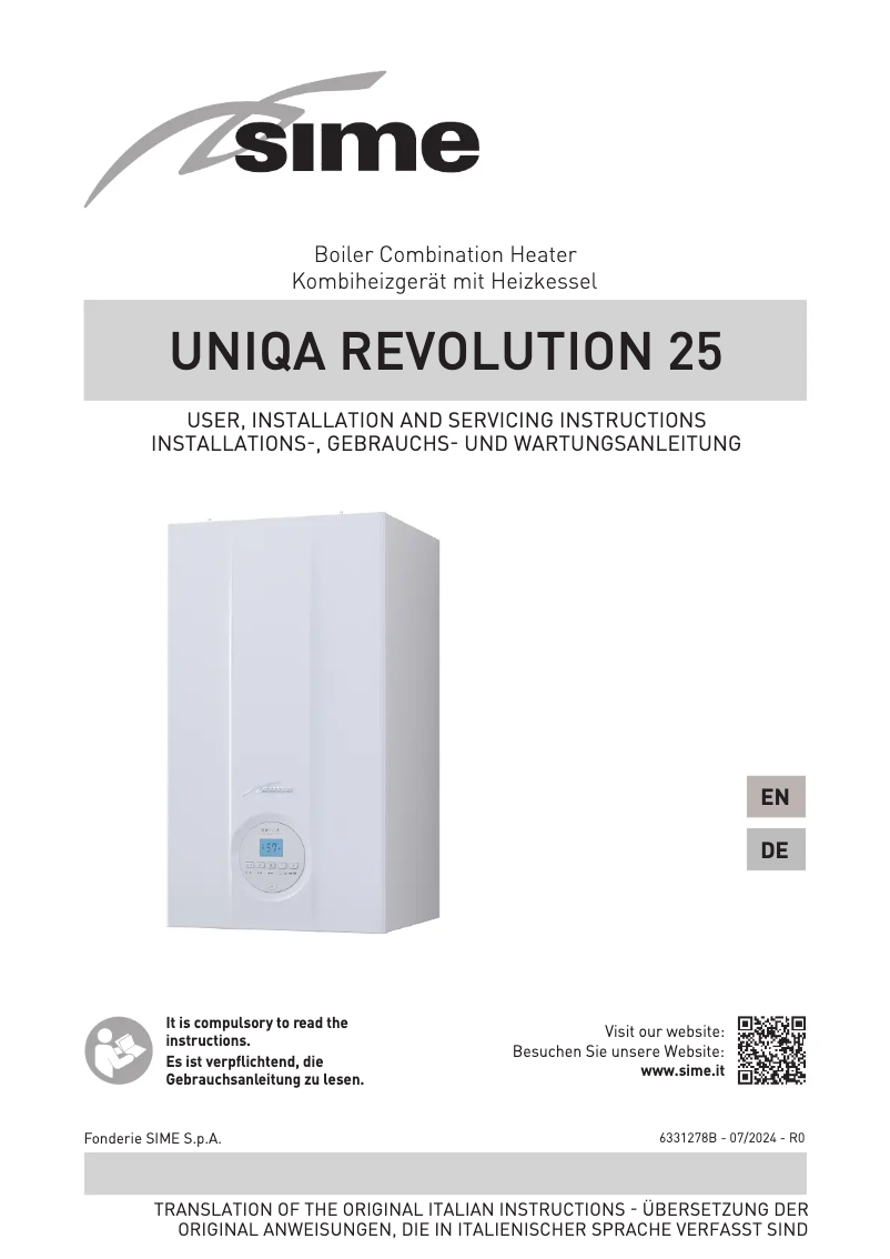 Página 1 del manual Manual de usuario SIME UNIQA REVOLUTION 25