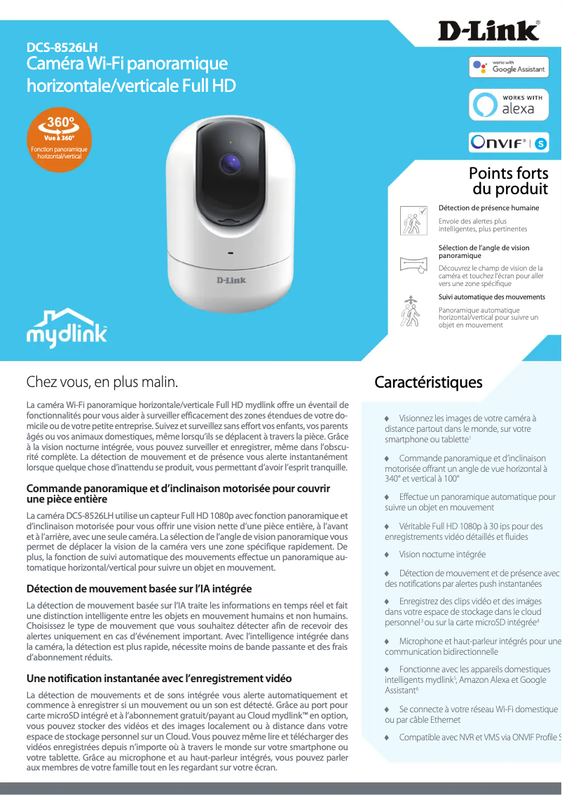 Page 1 de la notice Fiche technique D-Link DCS-8526LH